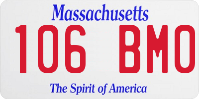 MA license plate 106BM0