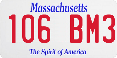 MA license plate 106BM3