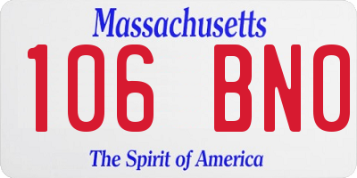 MA license plate 106BN0