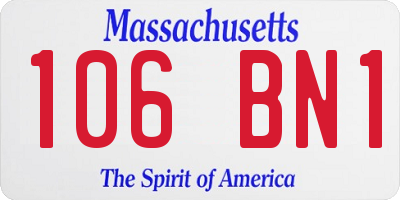 MA license plate 106BN1