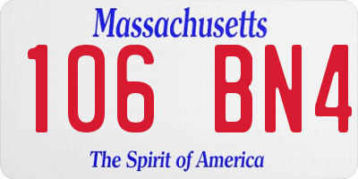 MA license plate 106BN4