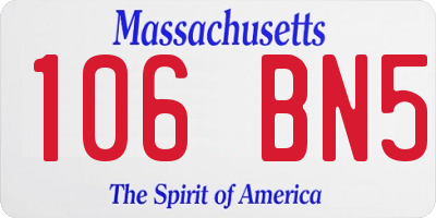 MA license plate 106BN5