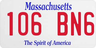 MA license plate 106BN6