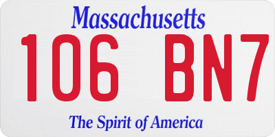 MA license plate 106BN7