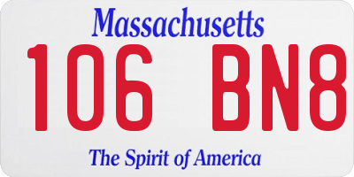 MA license plate 106BN8