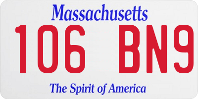 MA license plate 106BN9