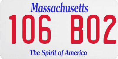 MA license plate 106BO2
