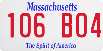 MA license plate 106BO4