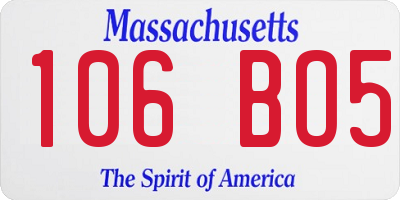 MA license plate 106BO5