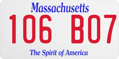 MA license plate 106BO7