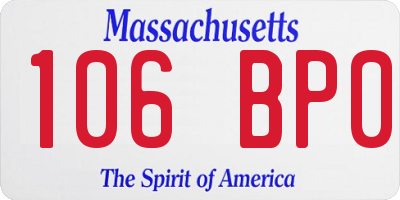 MA license plate 106BP0