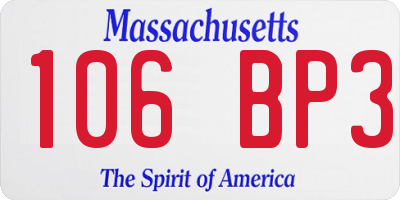 MA license plate 106BP3