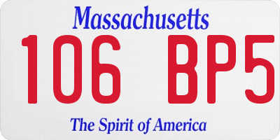 MA license plate 106BP5