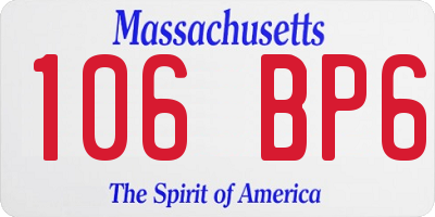 MA license plate 106BP6