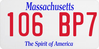 MA license plate 106BP7
