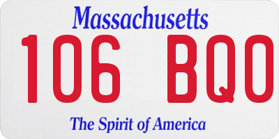 MA license plate 106BQ0
