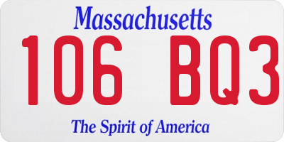 MA license plate 106BQ3