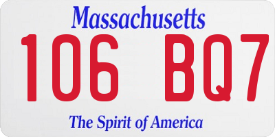 MA license plate 106BQ7