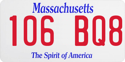 MA license plate 106BQ8