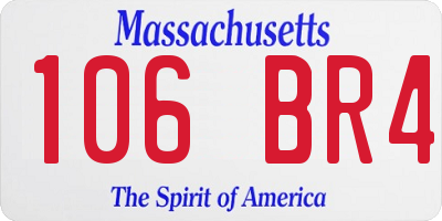 MA license plate 106BR4