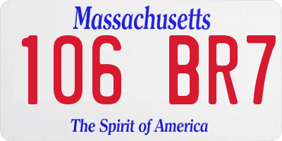 MA license plate 106BR7