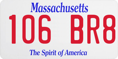 MA license plate 106BR8