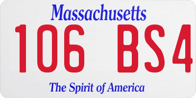 MA license plate 106BS4