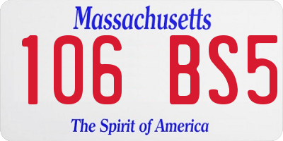 MA license plate 106BS5