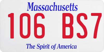 MA license plate 106BS7