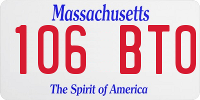 MA license plate 106BT0