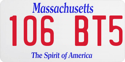 MA license plate 106BT5