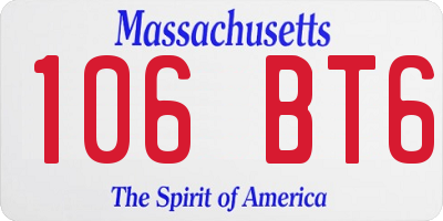 MA license plate 106BT6