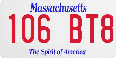 MA license plate 106BT8