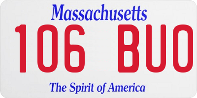 MA license plate 106BU0