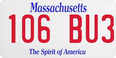 MA license plate 106BU3
