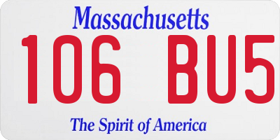 MA license plate 106BU5