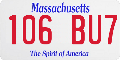 MA license plate 106BU7