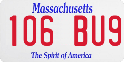 MA license plate 106BU9