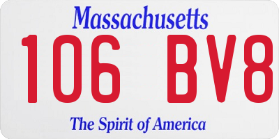 MA license plate 106BV8