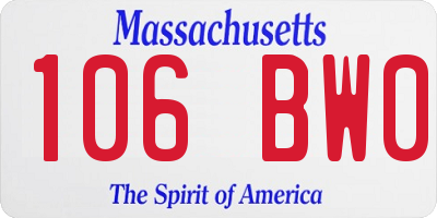 MA license plate 106BW0