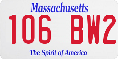 MA license plate 106BW2