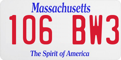 MA license plate 106BW3