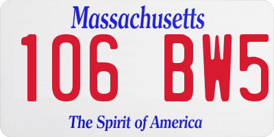 MA license plate 106BW5