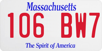 MA license plate 106BW7