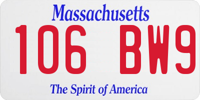 MA license plate 106BW9