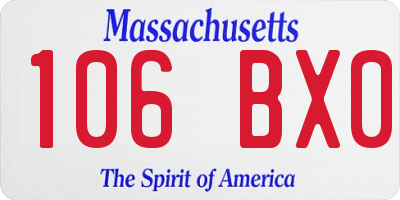 MA license plate 106BX0