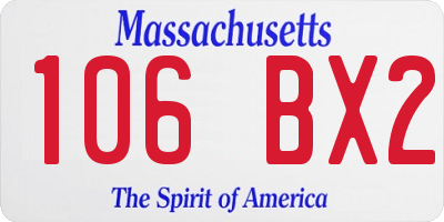 MA license plate 106BX2