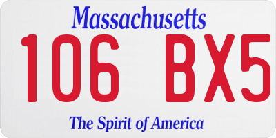 MA license plate 106BX5