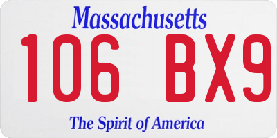 MA license plate 106BX9