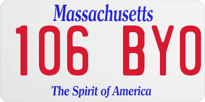 MA license plate 106BY0